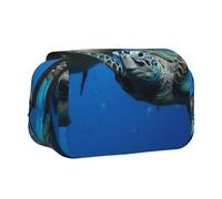EZDLOWVBA Two Submarine Turtles Under The Sea Print Pencil Case Large Capacity Pen Pouch Pencil Bag with 2 Compartments Pen Holder Organizer Stationery Bag