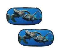 EZDLOWVBA Two Submarine Turtles Under The Sea Print Pencil Cases Boys Girls Lovely Pencilcase with Zip Organizer for Students Pencil Case for Daughter Son Desk Pencil Pouch