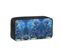 EZDLOWVBA Underwater World Dolphins Coral Print Pencil Case for Boys Girls Secondary School Pen Holder for Kids Girls Pen Pouch Pencil Bag Office College Stationery
