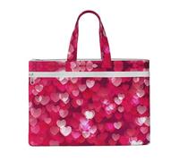 EZDLOWVBA Valentine'S Day Love Heart Print Canvas Tote File Bag Suitable For Studying, Traveling, Traveling, Commuting, Etc.