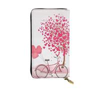 EZDLOWVBA Valentine's Day Romantic Heart Trees Bicycle Print Women Wallets,Large Capacity Clutch Purse for Women Ladie Men Wallet Clearance Credit Card Holder Pu Handbag