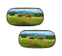 EZDLOWVBA Various Kinds of Horses Print Pencil Cases Boys Girls Lovely Pencilcase with Zip Organizer for Students Pencil Case for Daughter Son Desk Pencil Pouch