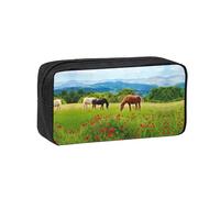 EZDLOWVBA Various Kinds of Horses Print Portable Student Kids Pencil Case Pen Bag Durable Stationery Pouch,Capacity Bag Pouch Holder