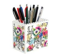 EZDLOWVBA Vivid Colorful Garden Print Personalised Building Blocks Pencil Holder For Office School And Home Creative Craft Decorations Desk Decor Mini Building Block Toy(1pcs)