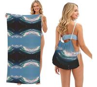 EZDLOWVBA Waves Print Beach Towel Backpack 2 In 1 Summer Large Lightweight Beach Towel - Multifunctional Ship Pattern Towel Bag For Storage,Sport