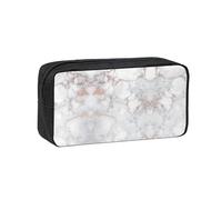 EZDLOWVBA White Marble Rose Gold Print Pencil Case for Boys Girls Secondary School Pen Holder for Kids Girls Pen Pouch Pencil Bag Office College Stationery