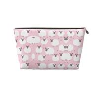 EZDLOWVBA White Sheep On Pink Background Print Makeup Bag Cosmetic Bag for Purse Travel Make Up Organizer for Handbag,Waterproof Beauty Pouch for Women and Girls