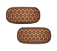 EZDLOWVBA Wicker Woven Grid Print Pencil Cases Boys Girls Lovely Pencilcase with Zip Organizer for Students Pencil Case for Daughter Son Desk Pencil Pouch