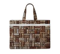 EZDLOWVBA Wine Cork Print Canvas Tote File Bag Suitable For Studying, Traveling, Traveling, Commuting, Etc.
