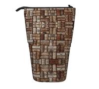 EZDLOWVBA Wine Cork Print Stationery Bag for Boys & Girls, Stand Pencil Holder, Zip Pencil Case, Telescopic Case, Students & Office Middle School