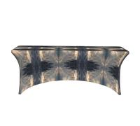 EZDLOWVBA Winter Wonderland Print 6ft Stretch Spandex Table Cover For Standard Folding Tables - Universal Rectangular Fitted Tablecloth Protector For Wedding, Banquet And Party