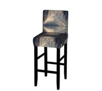 EZDLOWVBA Winter Wonderland Print Bar Stool Covers With Back, Stretch Stools Slipcovers Removable Low Back Swivel Chair Covers(1pcs)
