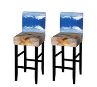 EZDLOWVBA Wishing Bottle Seascape Print Bar Stool Covers With Back, Stretch Stools Slipcovers Removable Low Back Swivel Chair Covers(1/2/4pcs)