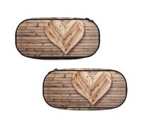 EZDLOWVBA Wood Heart Print Pencil Cases Boys Girls Lovely Pencilcase with Zip Organizer for Students Pencil Case for Daughter Son Desk Pencil Pouch