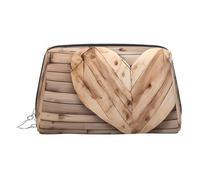 EZDLOWVBA Wood Heart Print Women Travel Cosmetic Bag Organizer Zipper Makeup Bags Pouch Toiletry,Lightweight Leather Makeup Bag