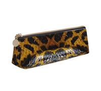 EZDLOWVBA Yellow Snake Print Cute Pencil Case for Girls Boys,Leather Stationery Organizer Box School Office Supplies Case