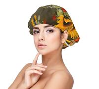 EZDLOWVBA Yellow Sunflowers Print Adult's Satin Sleeping Cap - Adjustable Elastic Sleep Bonnet - Perfect for Overnight Hairstyles and Hair Care