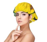 EZDLOWVBA Yellow Sunflowers with Red Butterfly Print Adult's Satin Sleeping Cap - Adjustable Elastic Sleep Bonnet - Perfect for Overnight Hairstyles and Hair Care