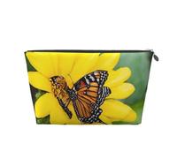 EZDLOWVBA Yellow Sunflowers with Red Butterfly Print Makeup Bag Cosmetic Bag for Purse Travel Make Up Organizer for Handbag,Waterproof Beauty Pouch for Women and Girls