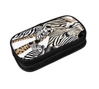 EZDLOWVBA Zebra and Giraffe Print Pencil Cases Boys Girls Lovely Pencilcase with Zip Organizer for Students Pencil Case for Daughter Son Desk Pencil Pouch