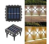 EZECART Solar 4-Way LED Wall Light,Solar Up & Down Outdoor Wall Light (4-Sided) Solar 4-Side Decorative Wall Lamp,Solar Outdoor Cube Wall Light (Up/Down/Side Emitting) (4)