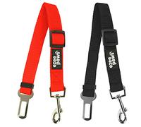 Ezee Paws Dog Seat Belt for Car, 2 Pack Dog Car Harness, Travel Dog Accessories, Adjustable Safety Restraints Black and Red Pet Seat Belts