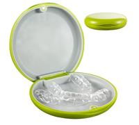 EZEELAI Dental Orthodontic Retainer Case with Magnetic Closure, Denture Travel Box Mouthguard Case Retainer Container Holder - Slim & Portable - Green