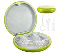 EZEELAI Dental Orthodontic Retainer Case with with Remover Tool, Chewies and Brush, Denture Travel Box Mouthguard Case Retainer Container Holder - Green