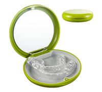 EZEELAI Magnetic Dental Orthodontic Retainer Case with Mirror, Denture Travel Box Mouthguard Case Retainer Container Holder - Slim & Portable - Green