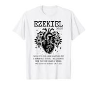 Ezekiel 36:26 Scripture Anatomical Heart Christian Faith Value Graphic T-Shirt, Men, White, M
