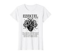 Ezekiel 36:26 Scripture Anatomical Heart Christian Faith Value Graphic T-Shirt, Women, White, M