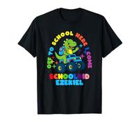 Ezekiel Schoolchild Personalized Back to School Dino Truck T-Shirt