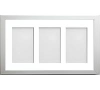 Ezelo UK - Wood Effect 20 x 10 Inches Picture Photo Frame with White 3-Aperture Mount for Image Size 7 x 5 Inches (White)