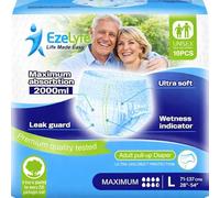 EzeLyfe Premium Adult Incontinence Pants for Men & Women, Maximum Absorption Pull Up Diapers, Ultra Soft, Breathable, Anti-Leak Protection, Disposable Underwear (L (Pack of 60))