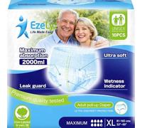 EzeLyfe Premium Adult Incontinence Pants for Men & Women, Maximum Absorption Pull Up Diapers, Ultra Soft, Breathable, Anti-Leak Protection, Disposable Underwear (XL (Pack of 60))