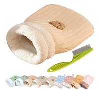 EZGHAR Cat Winter Sleeping Bag, Cat Sleeping Bag, Cat Bed Cave Sleeping Bag, Soft Plush Large Cat Sack Self Warm Cat Bed, Semienclosed Cat Sleeping Bag Bed for Cats and Small Dog (M,C-Light Brown)