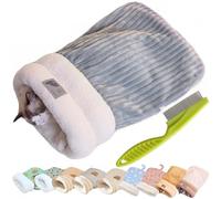 EZGHAR Cat Winter Sleeping Bag, Cat Sleeping Bag, Cat Bed Cave Sleeping Bag, Soft Plush Large Cat Sack Self Warm Cat Bed, Semienclosed Cat Sleeping Bag Bed for Cats and Small Dog (L,B-Gray-Blue)