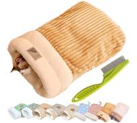 EZGHAR Cat Winter Sleeping Bag, Cat Sleeping Bag, Cat Bed Cave Sleeping Bag, Soft Plush Large Cat Sack Self Warm Cat Bed, Semienclosed Cat Sleeping Bag Bed for Cats and Small Dog (M,B-Brown)