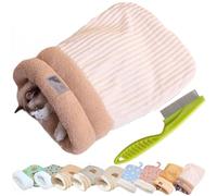 EZGHAR Cat Winter Sleeping Bag, Cat Sleeping Bag, Cat Bed Cave Sleeping Bag, Soft Plush Large Cat Sack Self Warm Cat Bed, Semienclosed Cat Sleeping Bag Bed for Cats and Small Dog (M,B-Off-White)