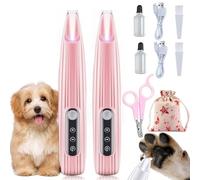 EZGHAR Dog Trimmer, Electric Dog Trimmer, Pet Micro Precision Trimmer, Dog Paw Trimmer for Grooming, Low Noise Dog Clippers, Rechargeable Pet Paw Trimmers with Led Light (2PCS Pink)
