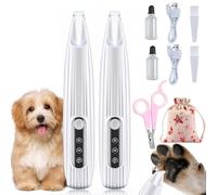 EZGHAR Dog Trimmer, Electric Dog Trimmer, Pet Micro Precision Trimmer, Dog Paw Trimmer for Grooming, Low Noise Dog Clippers, Rechargeable Pet Paw Trimmers with Led Light (2PCS White)