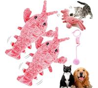 EZGHAR Floppy Lobster Interactive Dog Toy, Floppy Lobster Dog Toy, Floppy Lobster, USB Rechargeable Washable Wiggly Lobster Dog Toy for Cats up to 15 lbs (2PCS-Pink)