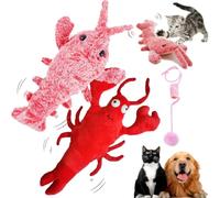 EZGHAR Floppy Lobster Interactive Dog Toy, Floppy Lobster Dog Toy, Floppy Lobster, USB Rechargeable Washable Wiggly Lobster Dog Toy for Cats up to 15 lbs (2PCS-C)