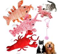 EZGHAR Floppy Lobster Interactive Dog Toy, Floppy Lobster Dog Toy, Floppy Lobster, USB Rechargeable Washable Wiggly Lobster Dog Toy for Cats up to 15 lbs (3PCS-A)