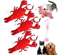EZGHAR Floppy Lobster Interactive Dog Toy, Floppy Lobster Dog Toy, Floppy Lobster, USB Rechargeable Washable Wiggly Lobster Dog Toy for Cats up to 15 lbs (3PCS-Red)
