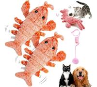 EZGHAR Floppy Lobster Interactive Dog Toy, Floppy Lobster Dog Toy, Floppy Lobster, USB Rechargeable Washable Wiggly Lobster Dog Toy for Cats up to 15 lbs (2PCS-Orange)