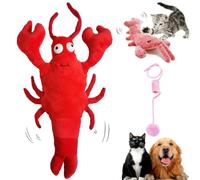 EZGHAR Floppy Lobster Interactive Dog Toy, Floppy Lobster Dog Toy, Floppy Lobster, USB Rechargeable Washable Wiggly Lobster Dog Toy for Cats up to 15 lbs (Red)