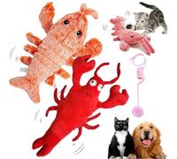 EZGHAR Floppy Lobster Interactive Dog Toy, Floppy Lobster Dog Toy, Floppy Lobster, USB Rechargeable Washable Wiggly Lobster Dog Toy for Cats up to 15 lbs (2PCS-B)