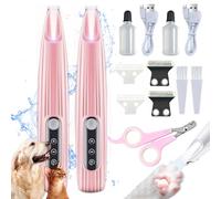 EZGHAR Pet Micro Precision Trimmer, Pet Micro Precision Trimmer, Paw Trimmer, Low Noise Cordless Dog Paw Trimmer, Rechargeable Cats/Dog Clippers for Grooming with Led Light (2PCS Pink)