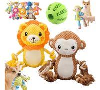 EZGHAR Premium Plush Toy Dog, Stuffed Animal Plush Chew Toys with Squeakers, Indestructible Squeaky Toys for Aggressive Chewers, Cute Dog Toys for Teeth Cleaning, for Small Medium Dogs (2PCS-G)